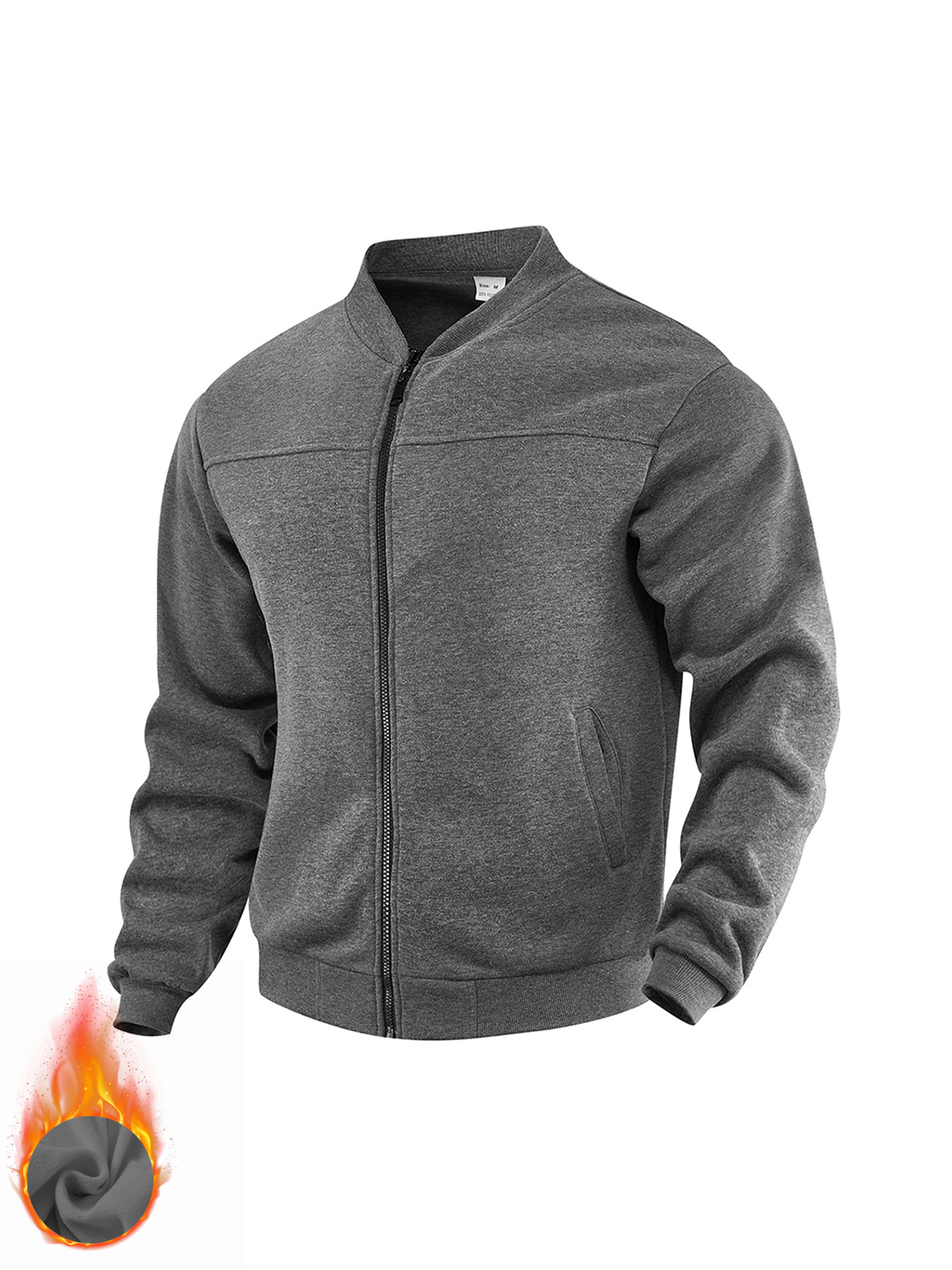 Men's Classic Grey Bomber Jacket - Slim Fit Casual Zip-Up Sweatshirt
